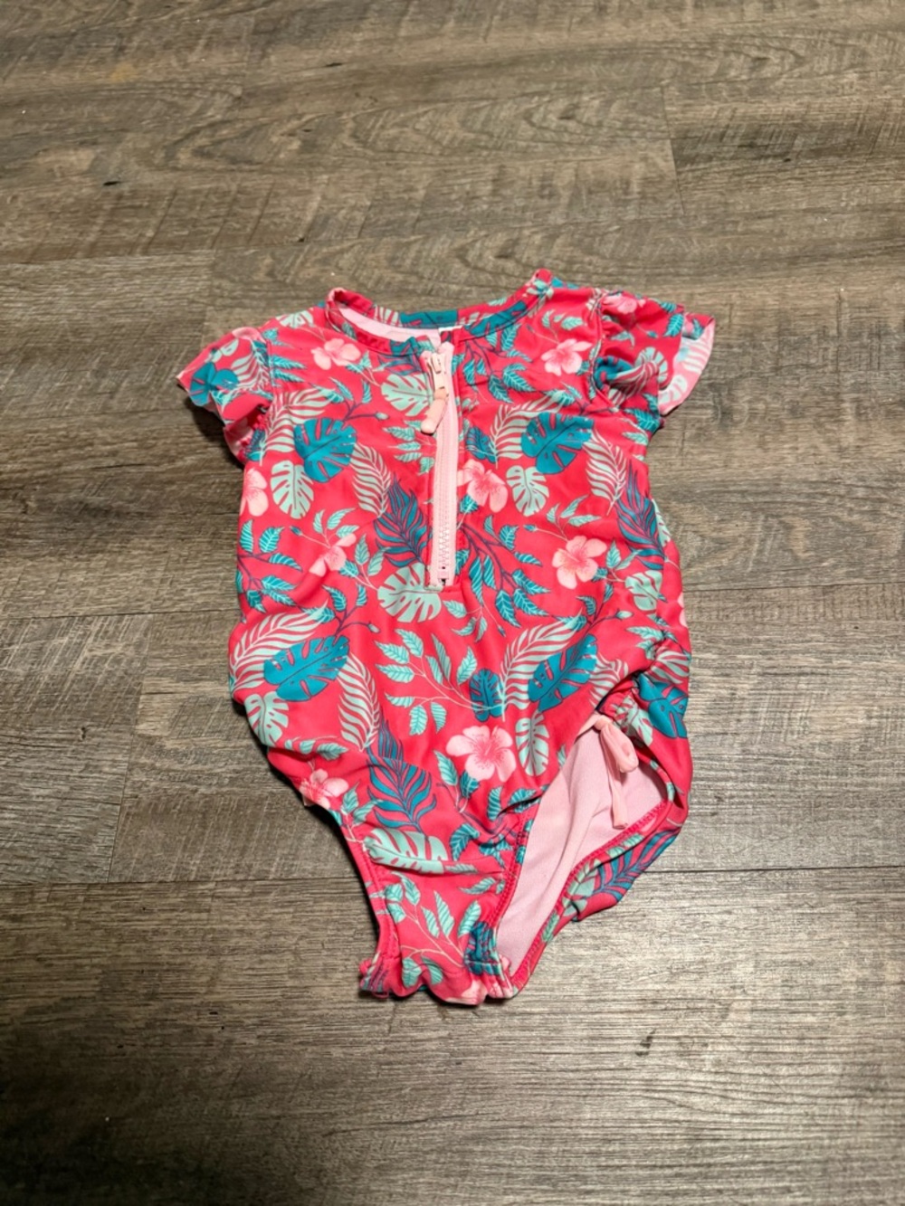 Cat & Jack Pink Floral Tropical One-Piece Swimsuit